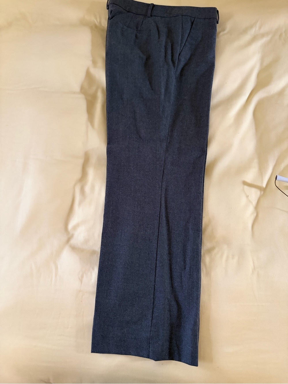 Women’s gray wool flannel slacks.